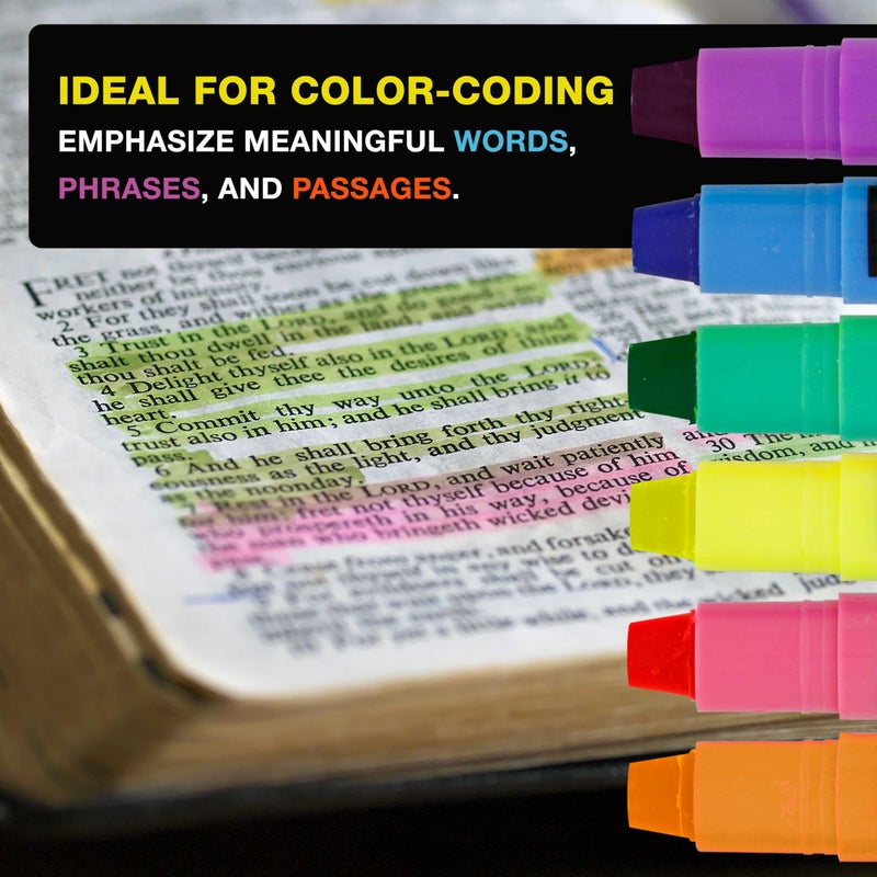 US Office Supply U.S. Office Supply Bible Safe Gel Highlighters  6 Pack Set - 6 Different Bright Neon Fluorescent Highlight Colors Yellow  Orange  Pink  Purple  Green  Blue - Won't Bleed  Fade or Smear - Study Guide - Image 4